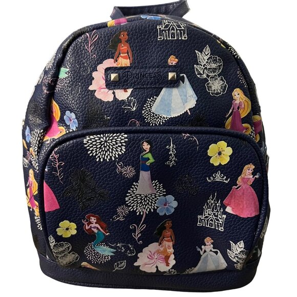 Disney Princesses‎ Mini Faux Leather Backpack Purple Adjustable Straps - Picture 1 of 9